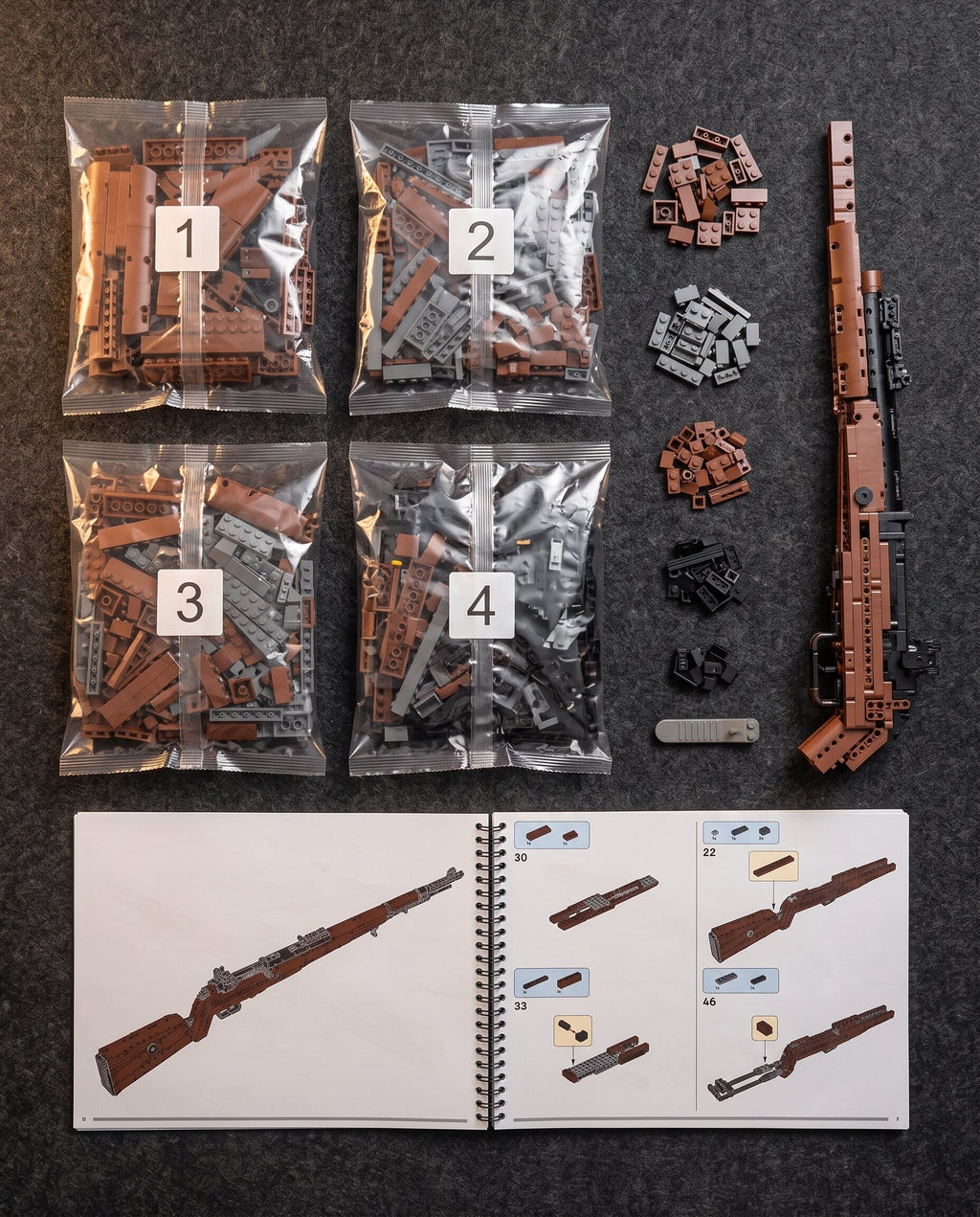 98K — model z klocków ClickBricks, 1117 elementów