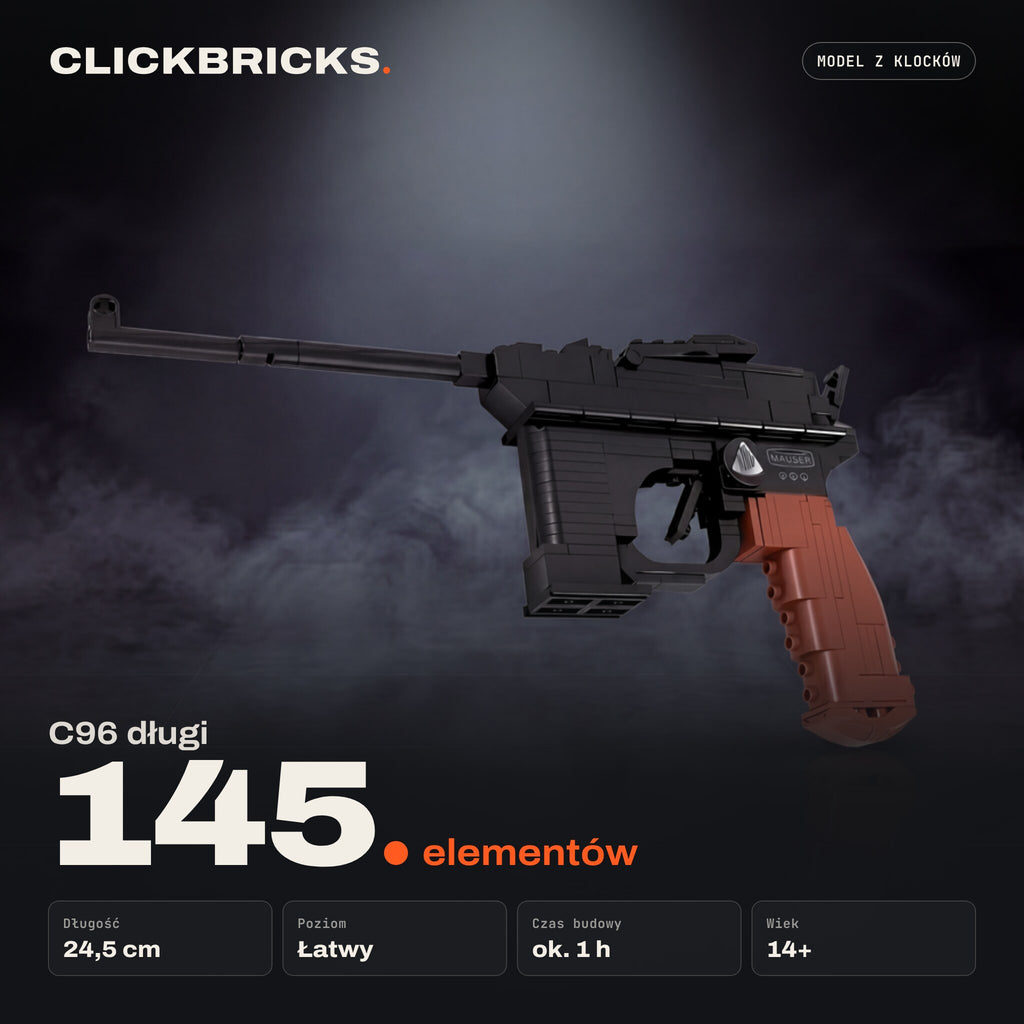 C96 długi — model z klocków ClickBricks, 145 elementów — specyfikacja