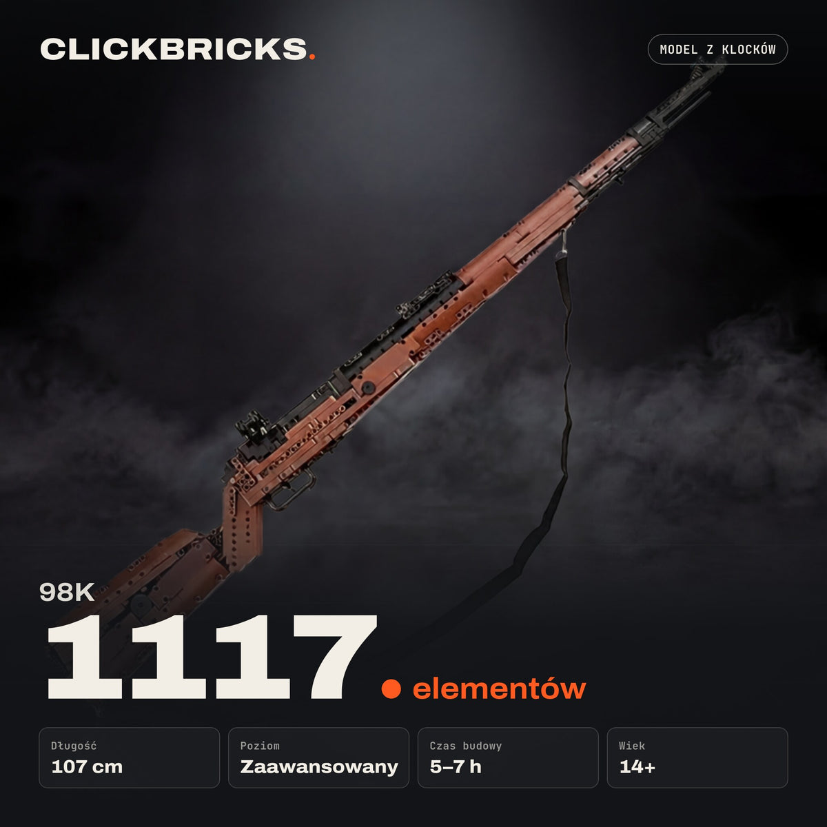 98K — model z klocków ClickBricks, 1117 elementów — specyfikacja