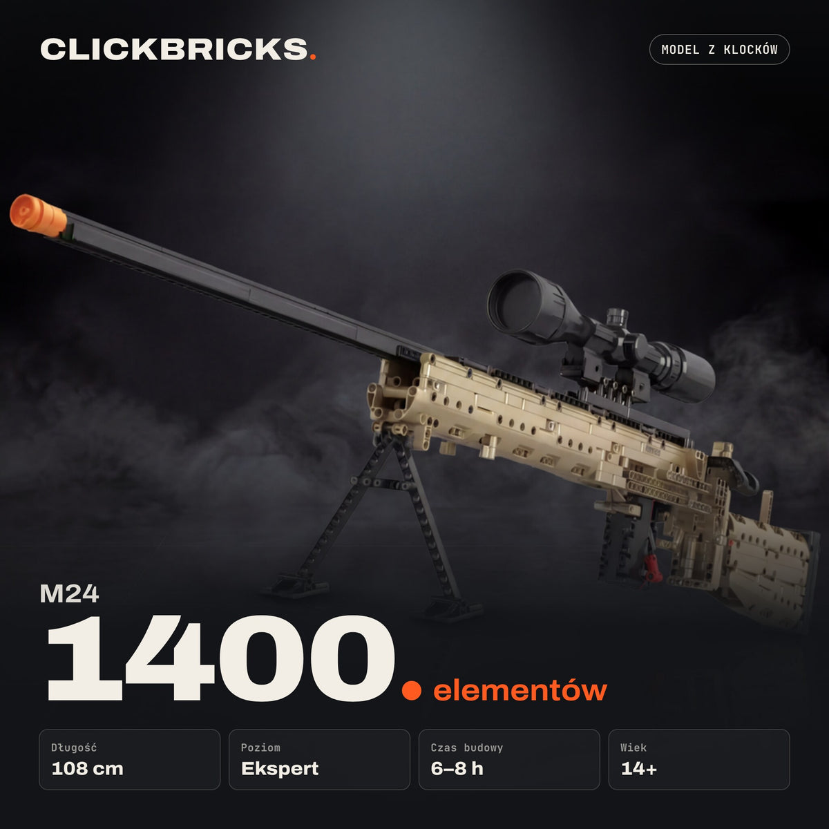 M24 — model z klocków ClickBricks, 1400 elementów — specyfikacja