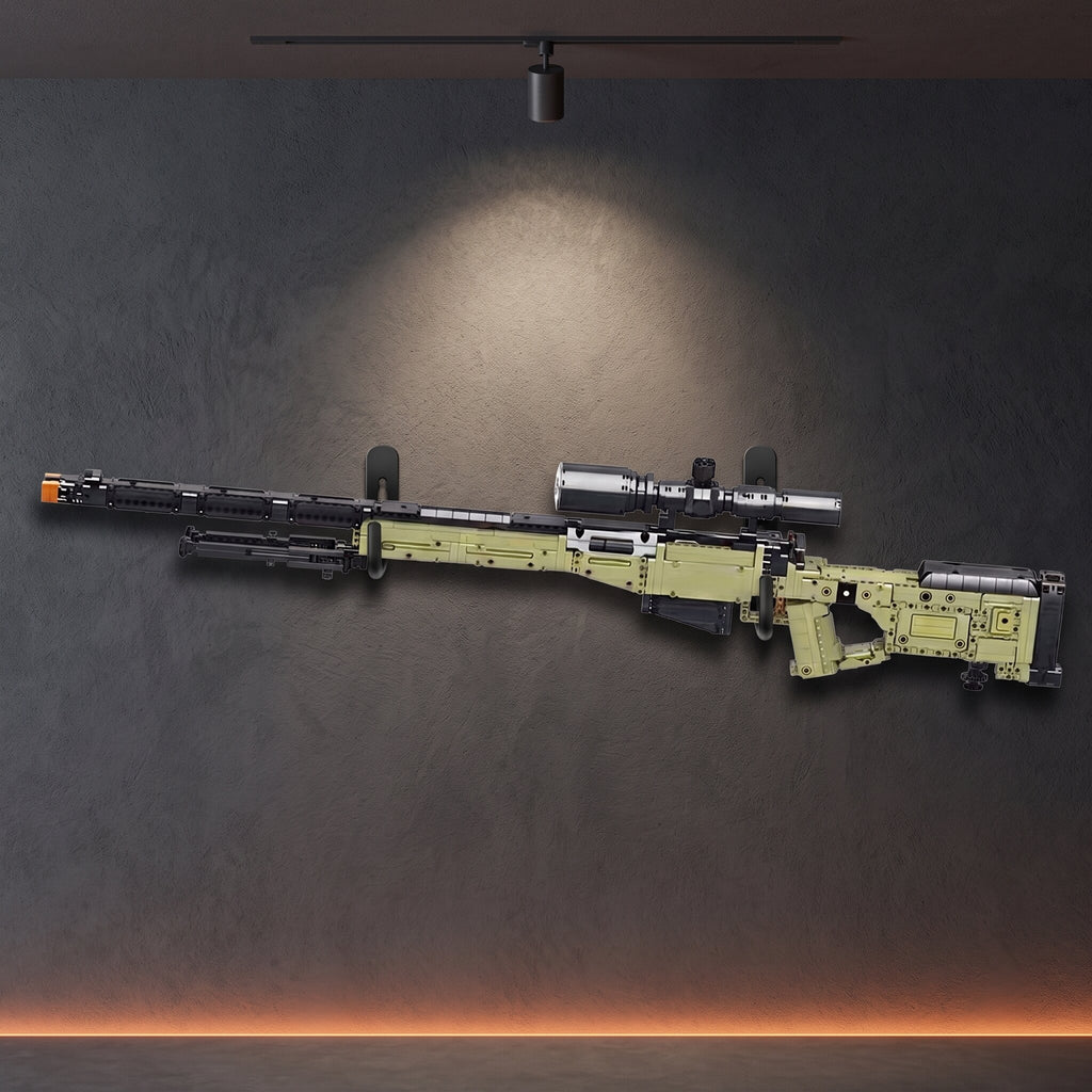 AWM — model z klocków ClickBricks, 1336 elementów — na ścianie