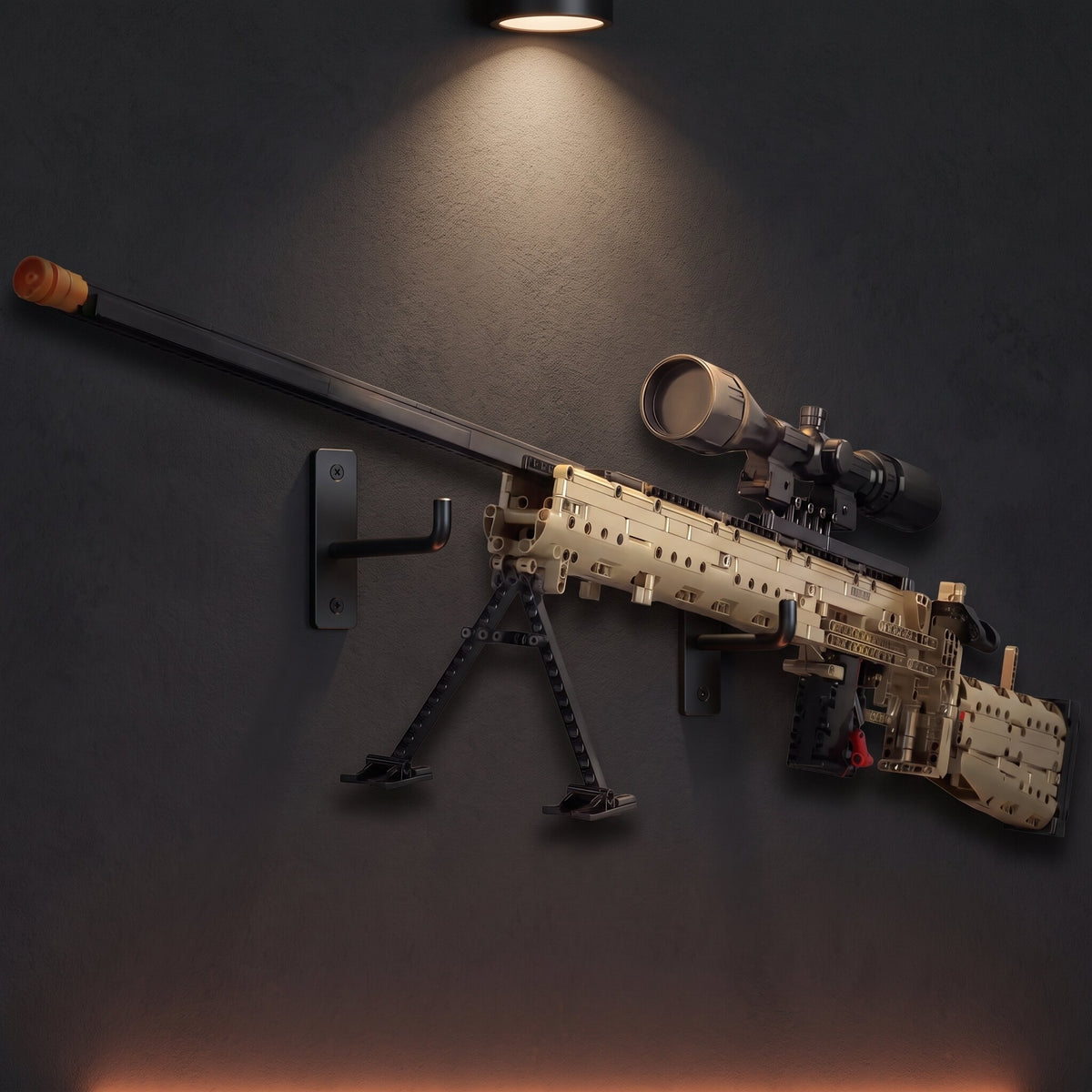 M24 — model z klocków ClickBricks, 1400 elementów — na ścianie